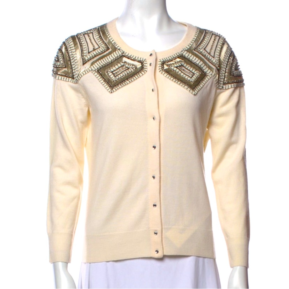 Lela Rose women’s sweater with beaded and crystal details. Never worn.